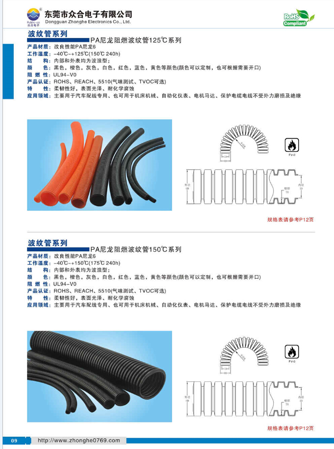 PA尼龍阻燃波紋管